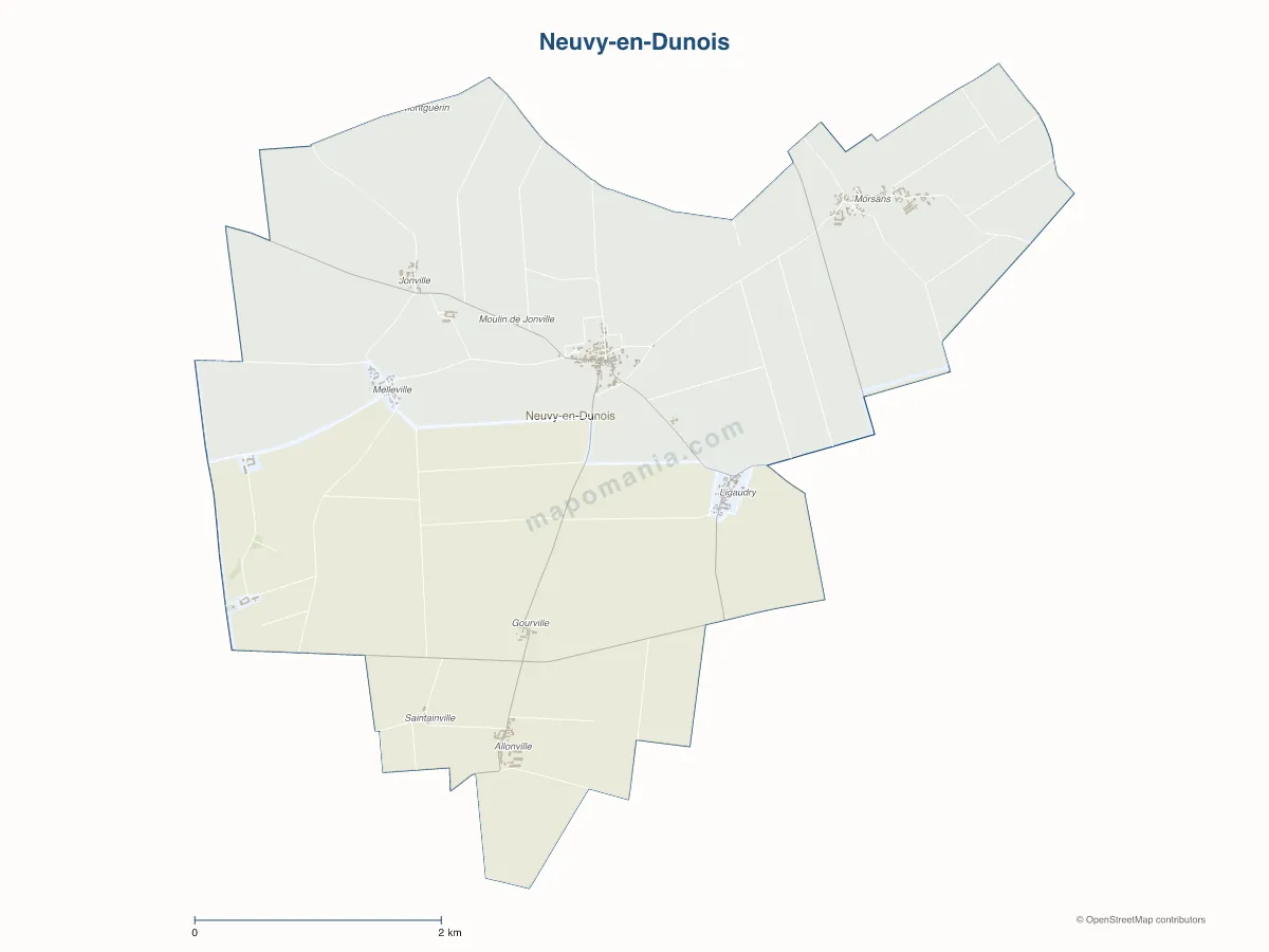 Carte de Neuvy-en-Dunois à personnaliser