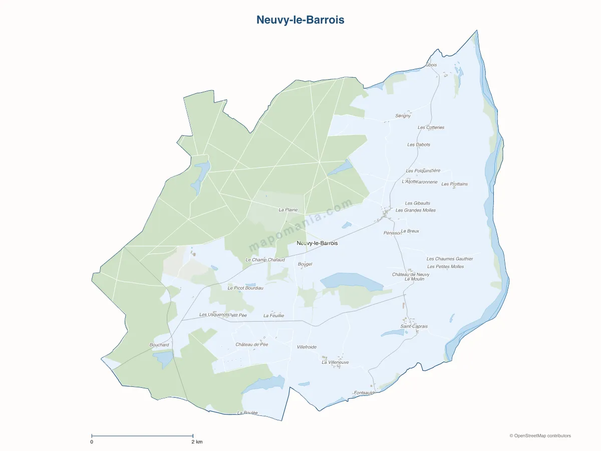 Carte de Neuvy-le-Barrois à personnaliser