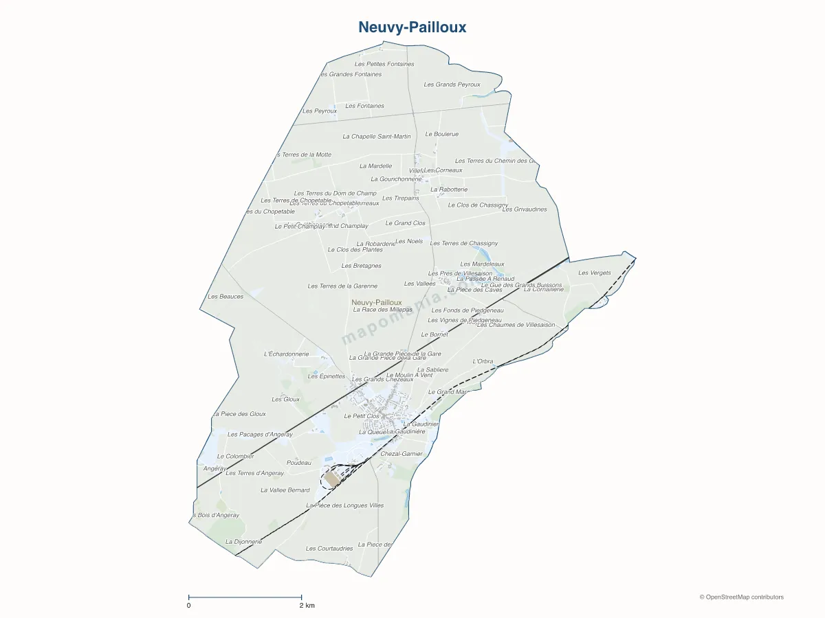 Carte de Neuvy-Pailloux à personnaliser