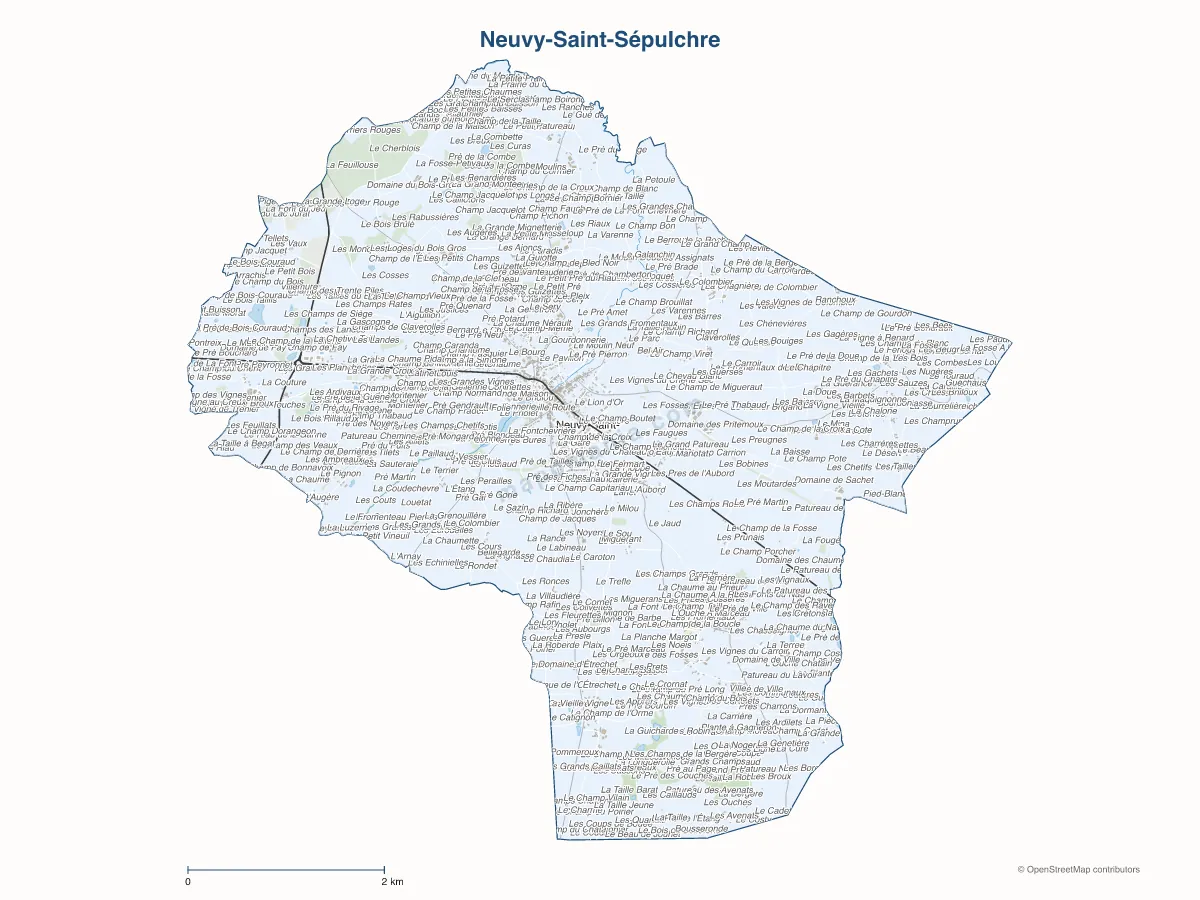 Carte de Neuvy-Saint-Sépulchre à personnaliser