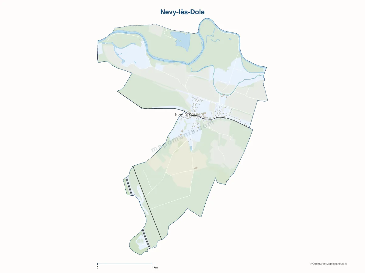 Carte de Nevy-lès-Dole à personnaliser