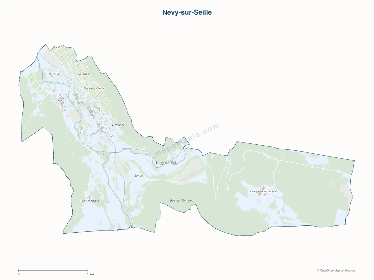 Carte de Nevy-sur-Seille à personnaliser