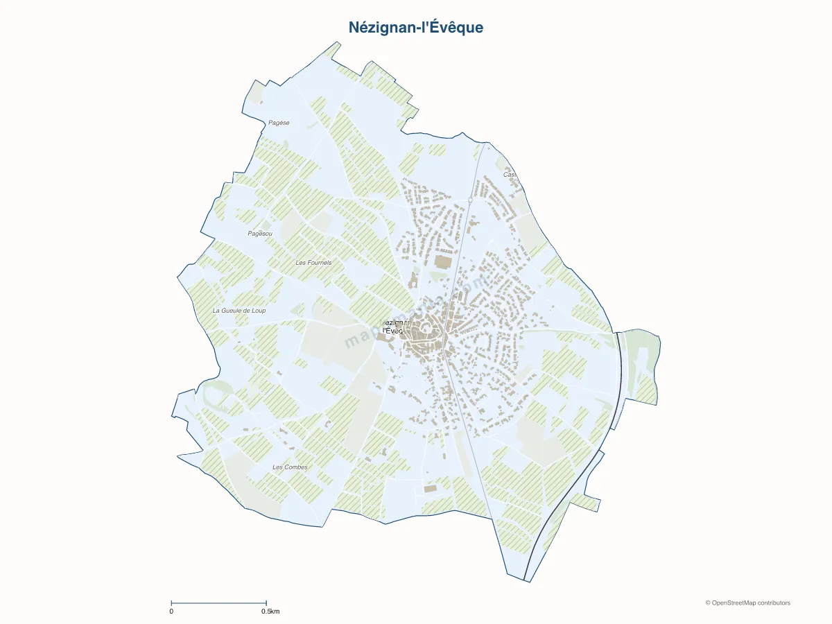 Carte de Nézignan-l'Évêque à personnaliser