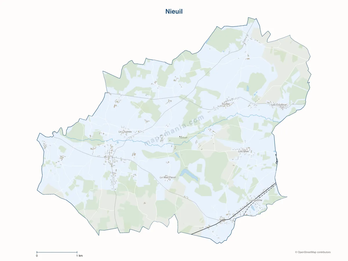 Carte de Nieuil à personnaliser