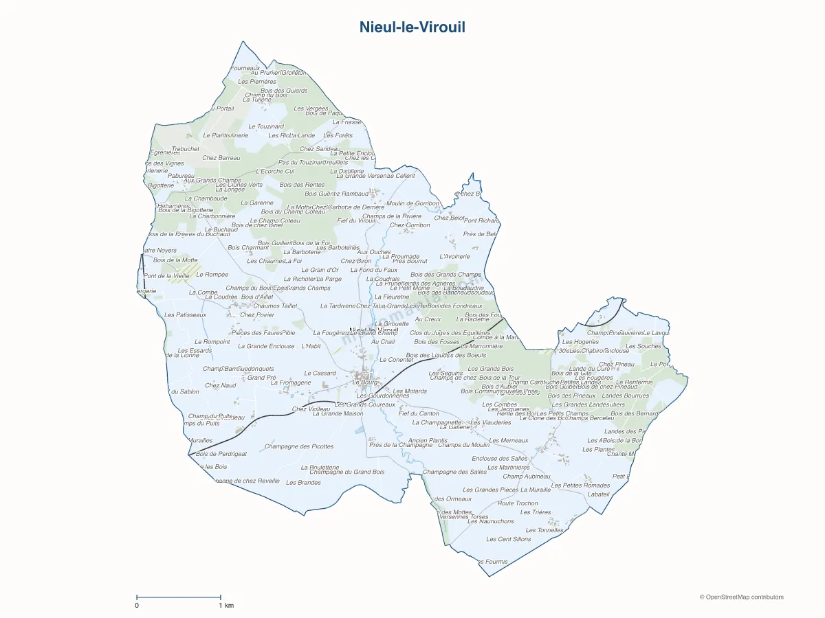 Carte de Nieul-le-Virouil à personnaliser