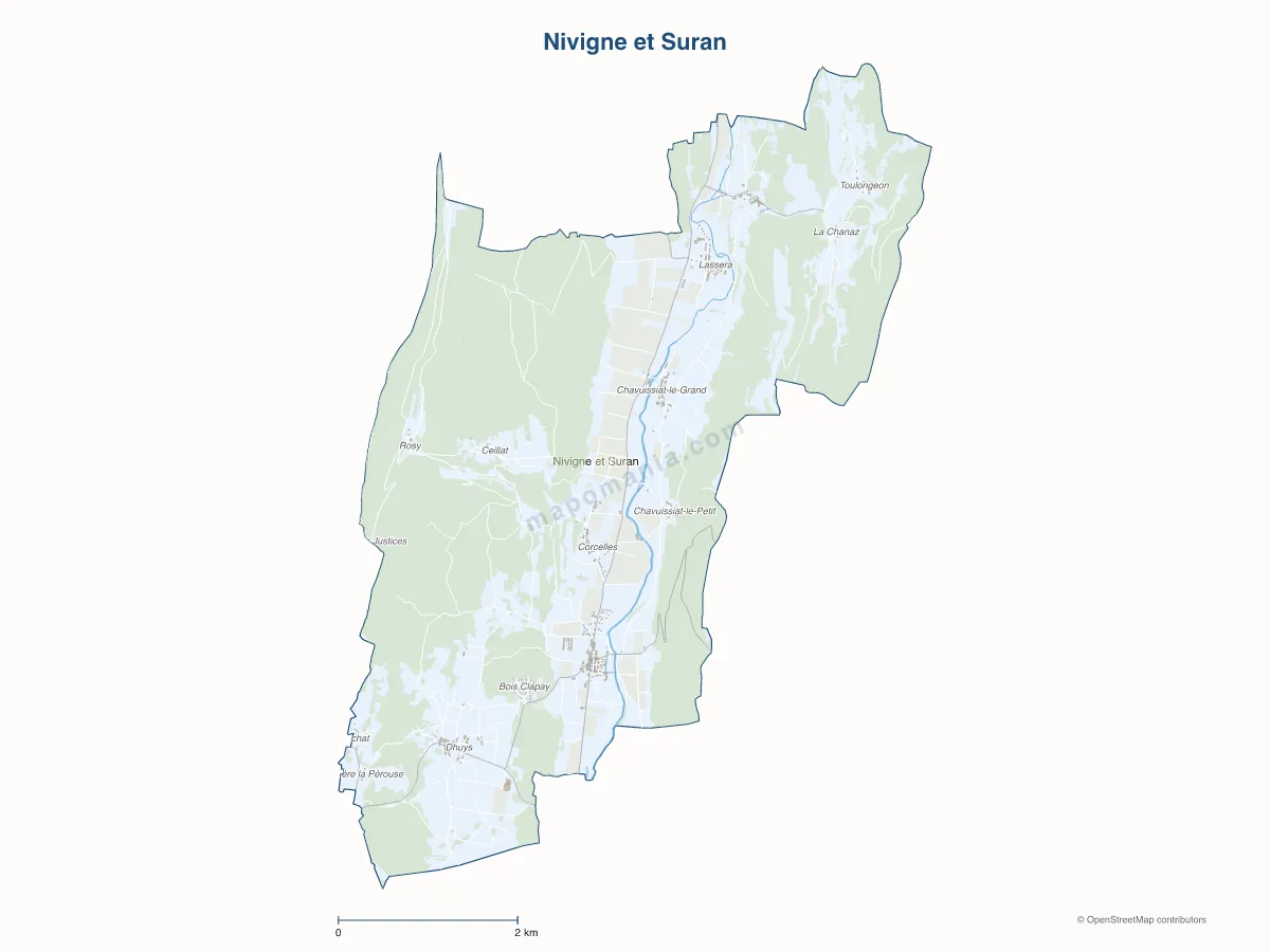 Carte de Nivigne et Suran à personnaliser