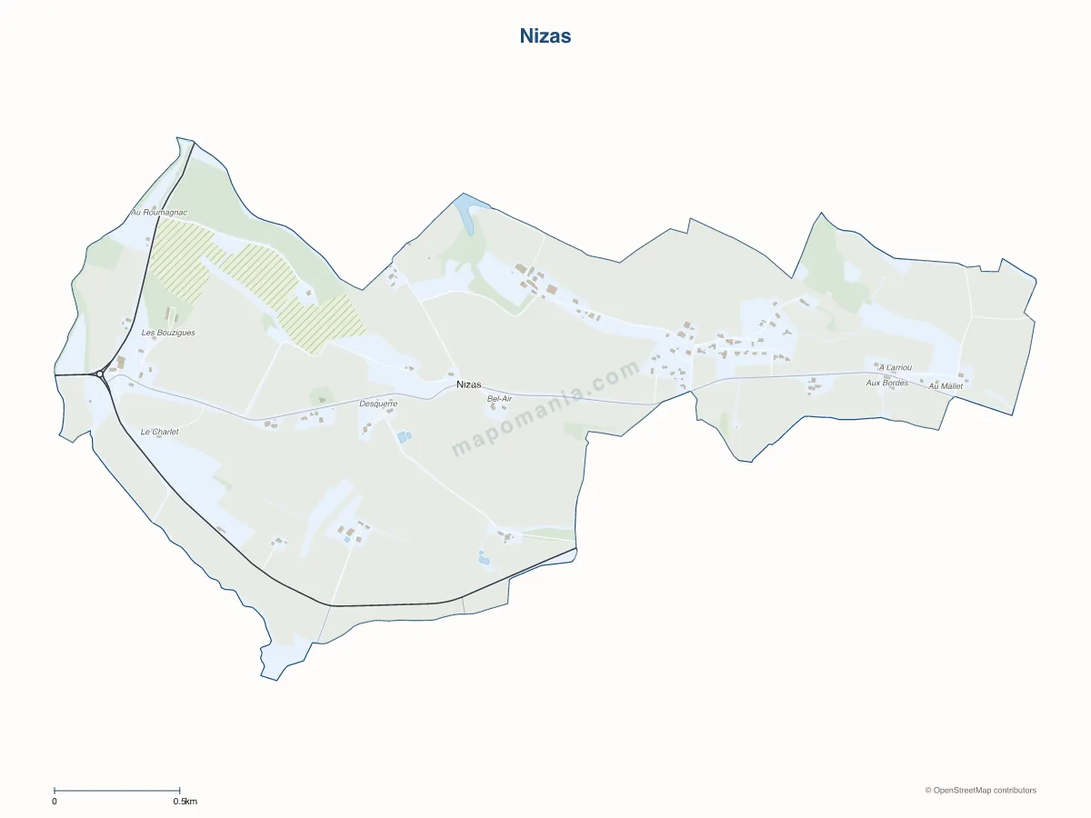 Carte de Nizas à personnaliser