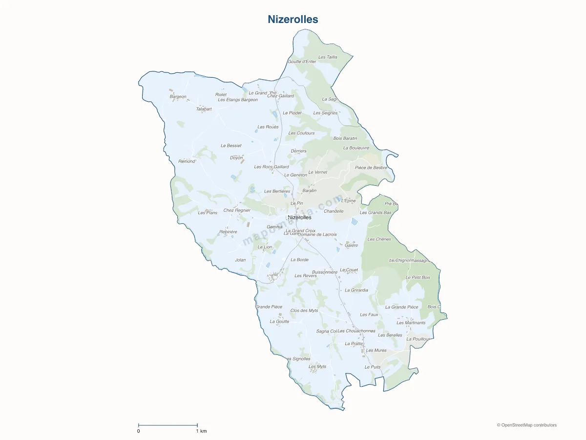 Carte de Nizerolles à personnaliser