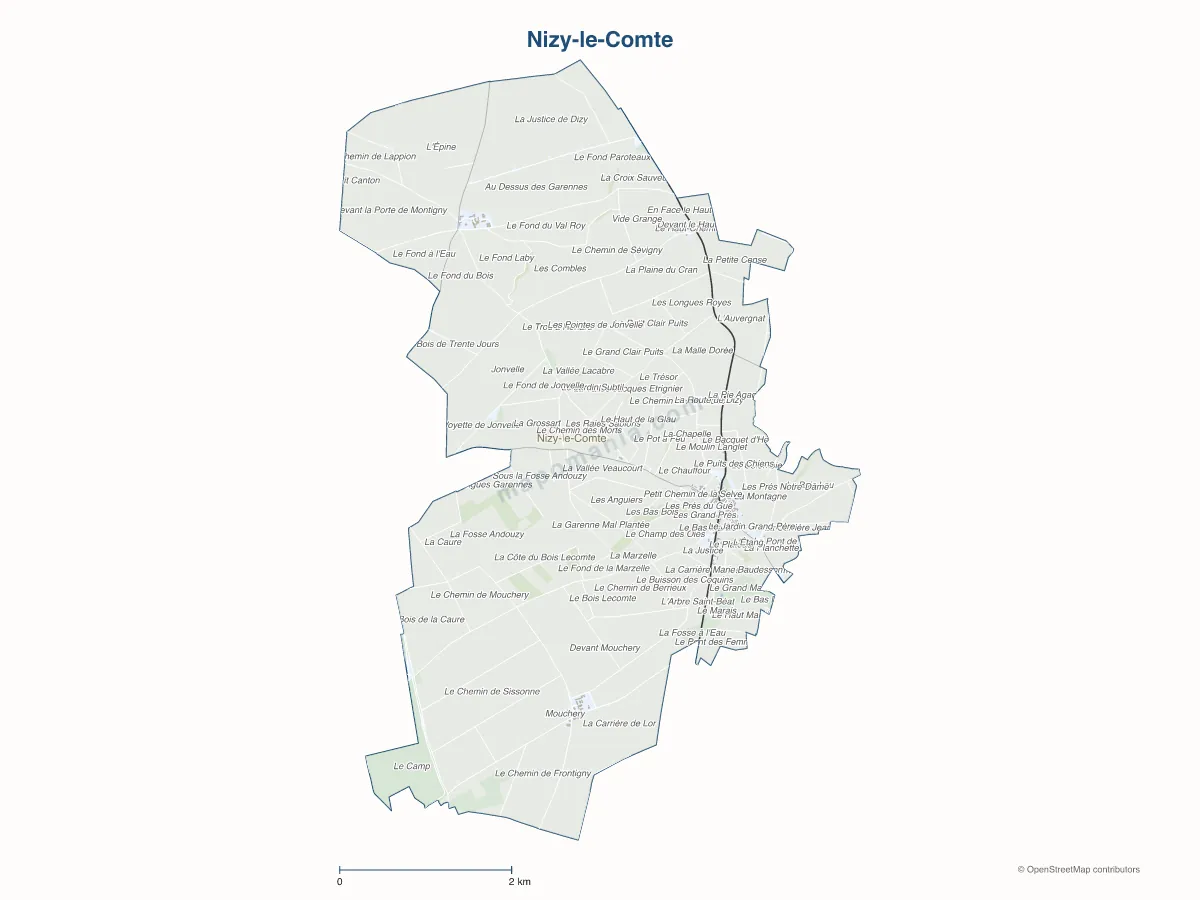 Carte de Nizy-le-Comte à personnaliser