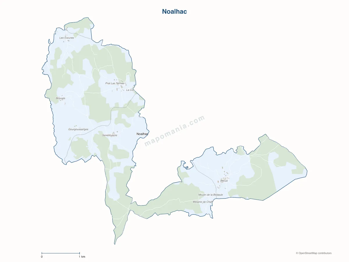 Carte de Noalhac à personnaliser