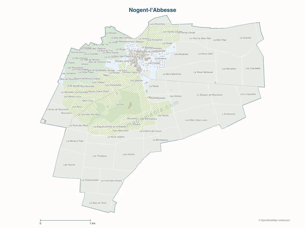 Carte de Nogent-l'Abbesse à personnaliser