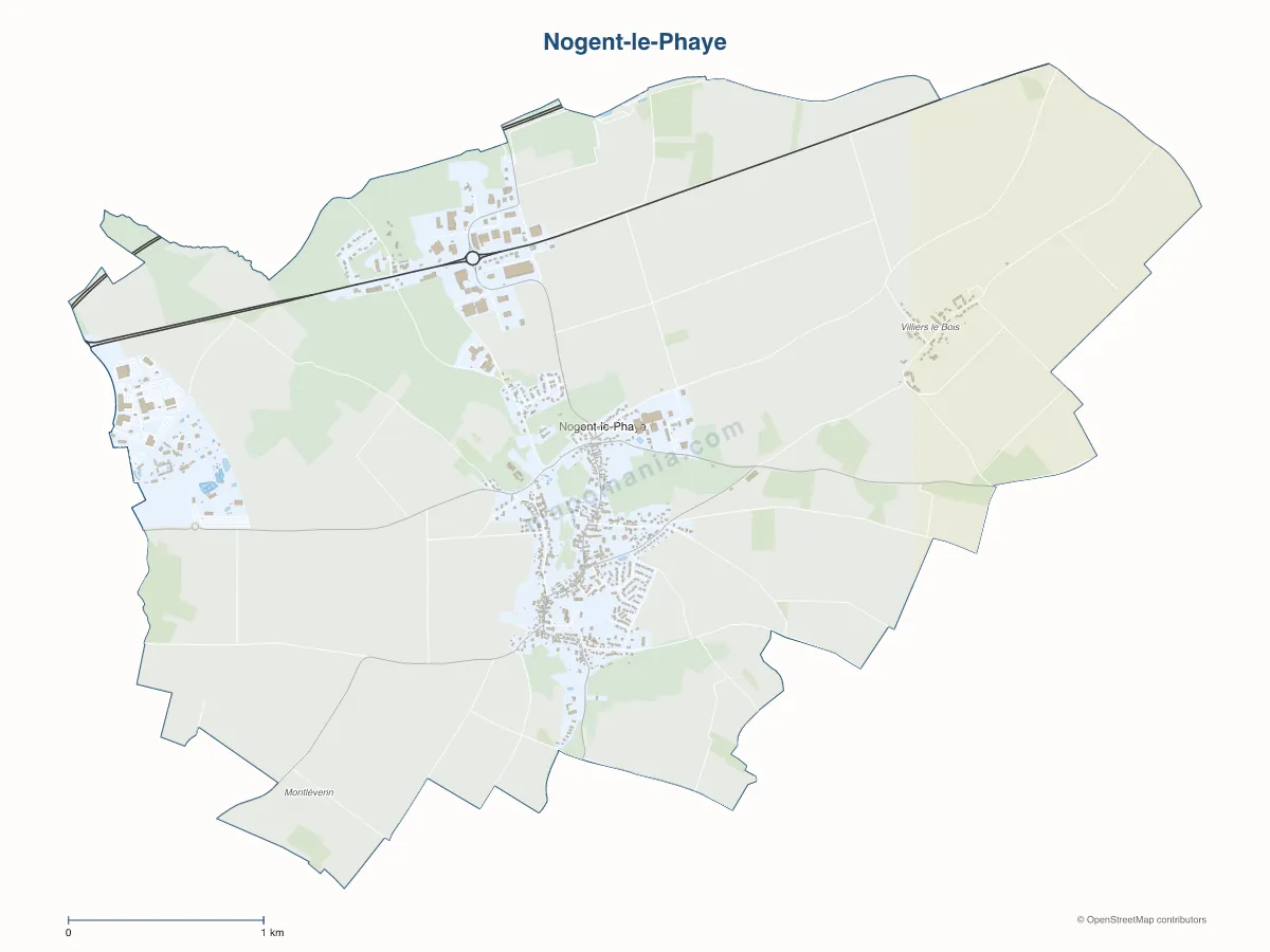 Carte de Nogent-le-Phaye à personnaliser