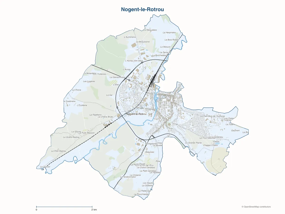 Carte de Nogent-le-Rotrou à personnaliser