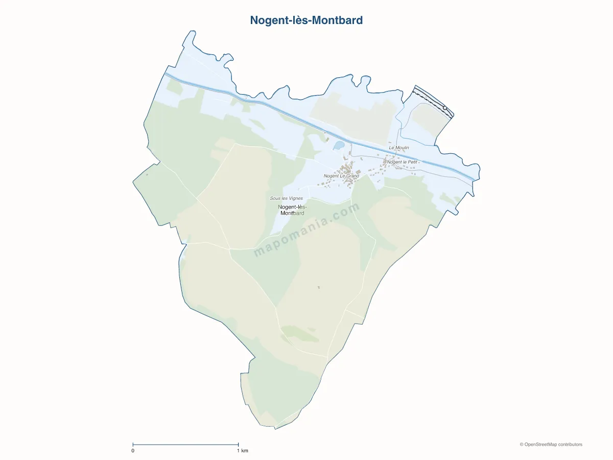 Carte de Nogent-lès-Montbard à personnaliser