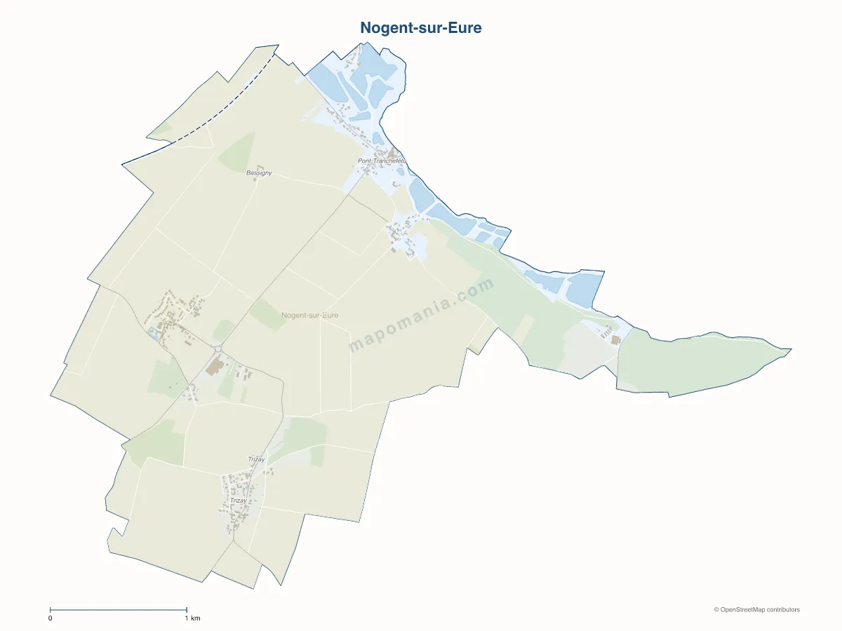 Carte de Nogent-sur-Eure à personnaliser