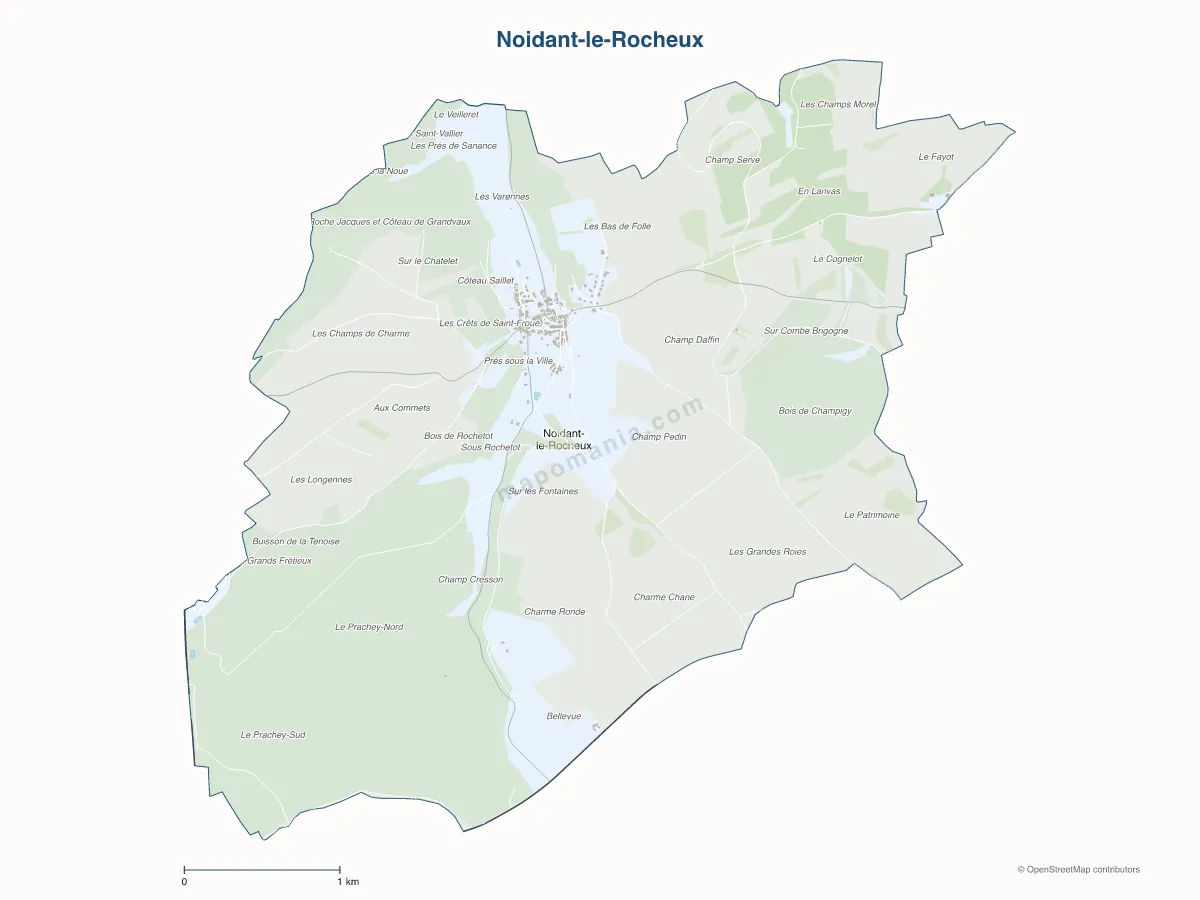 Carte de Noidant-le-Rocheux à personnaliser
