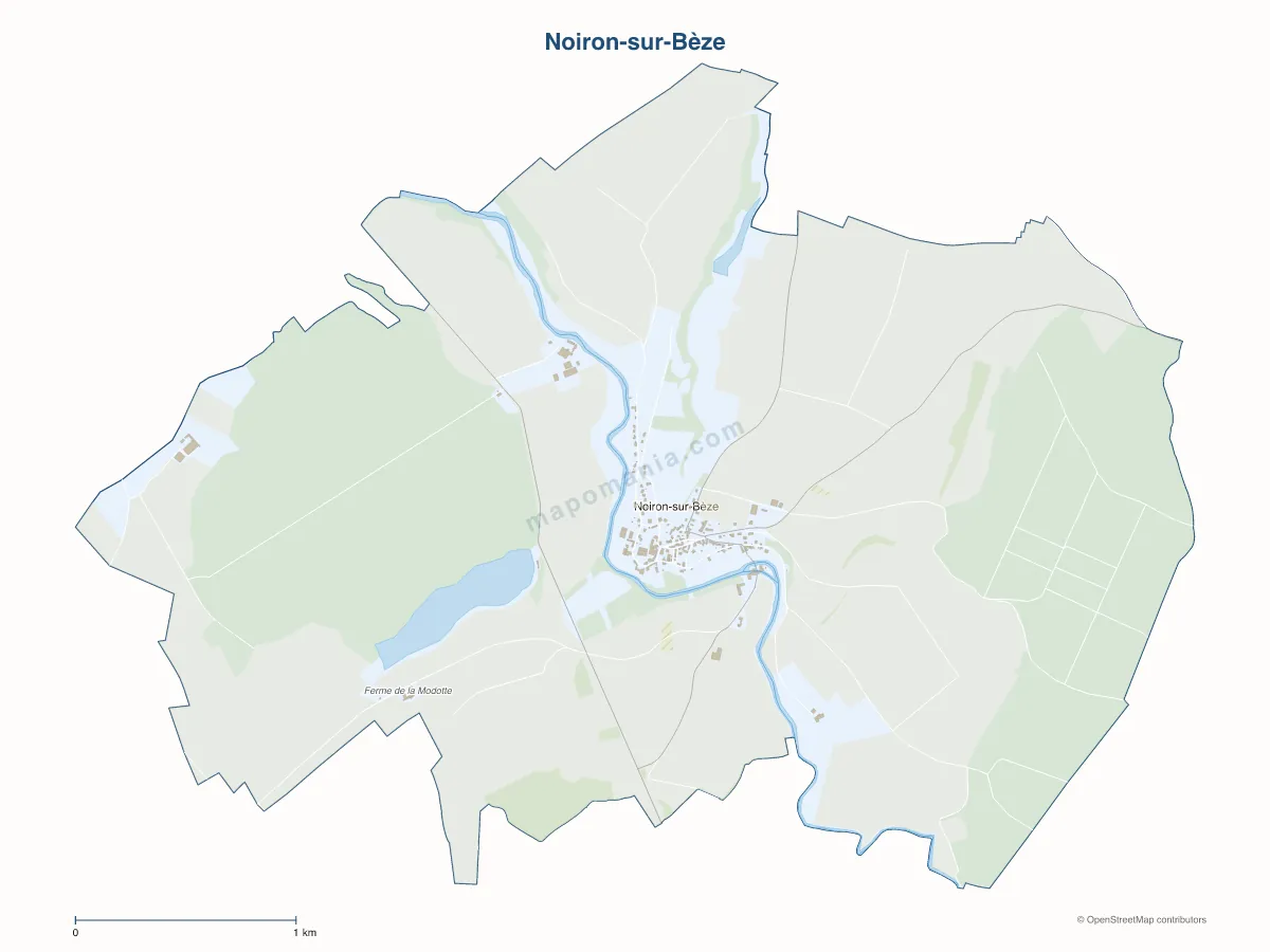 Carte de Noiron-sur-Bèze à personnaliser