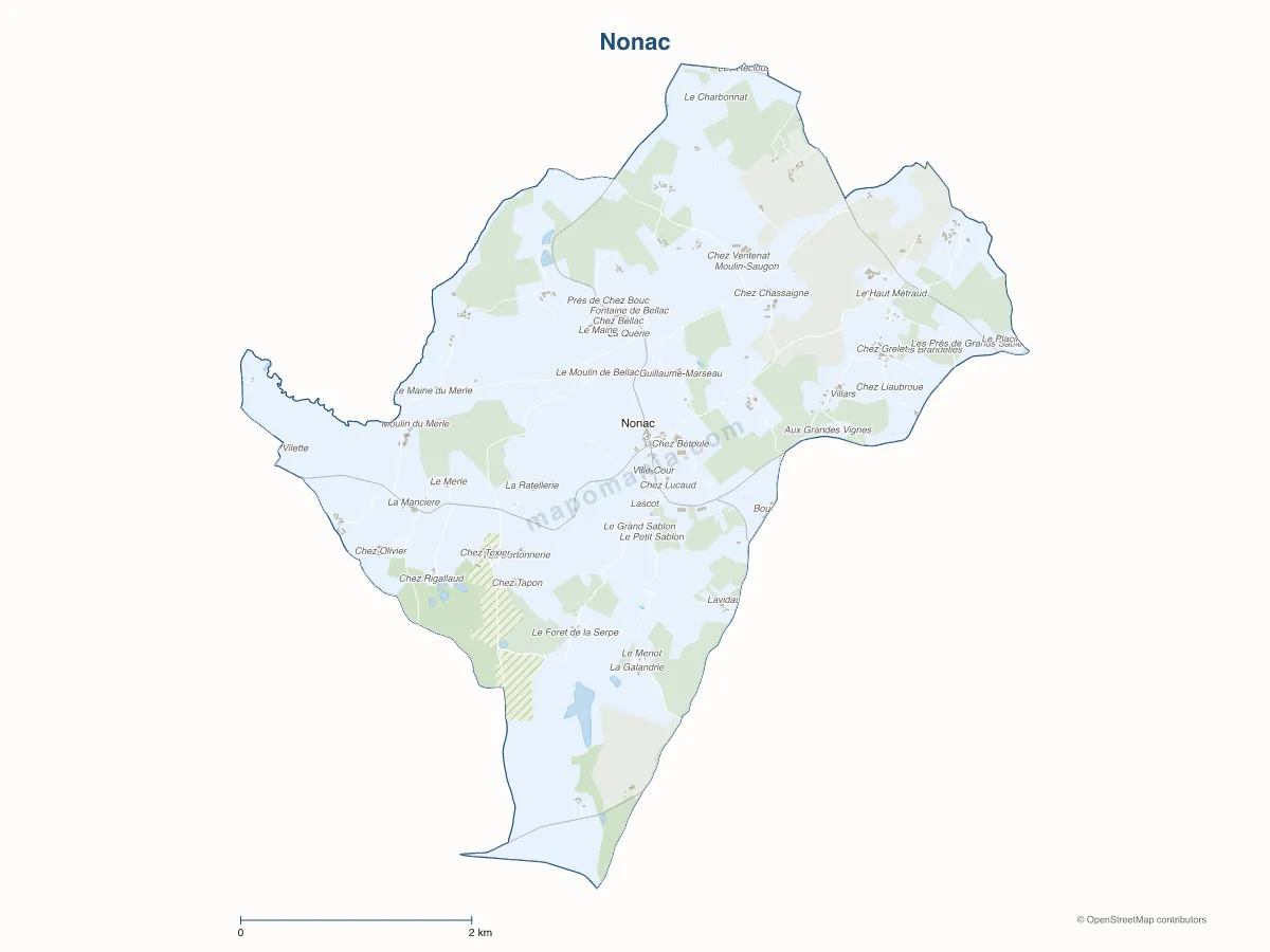Carte de Nonac à personnaliser