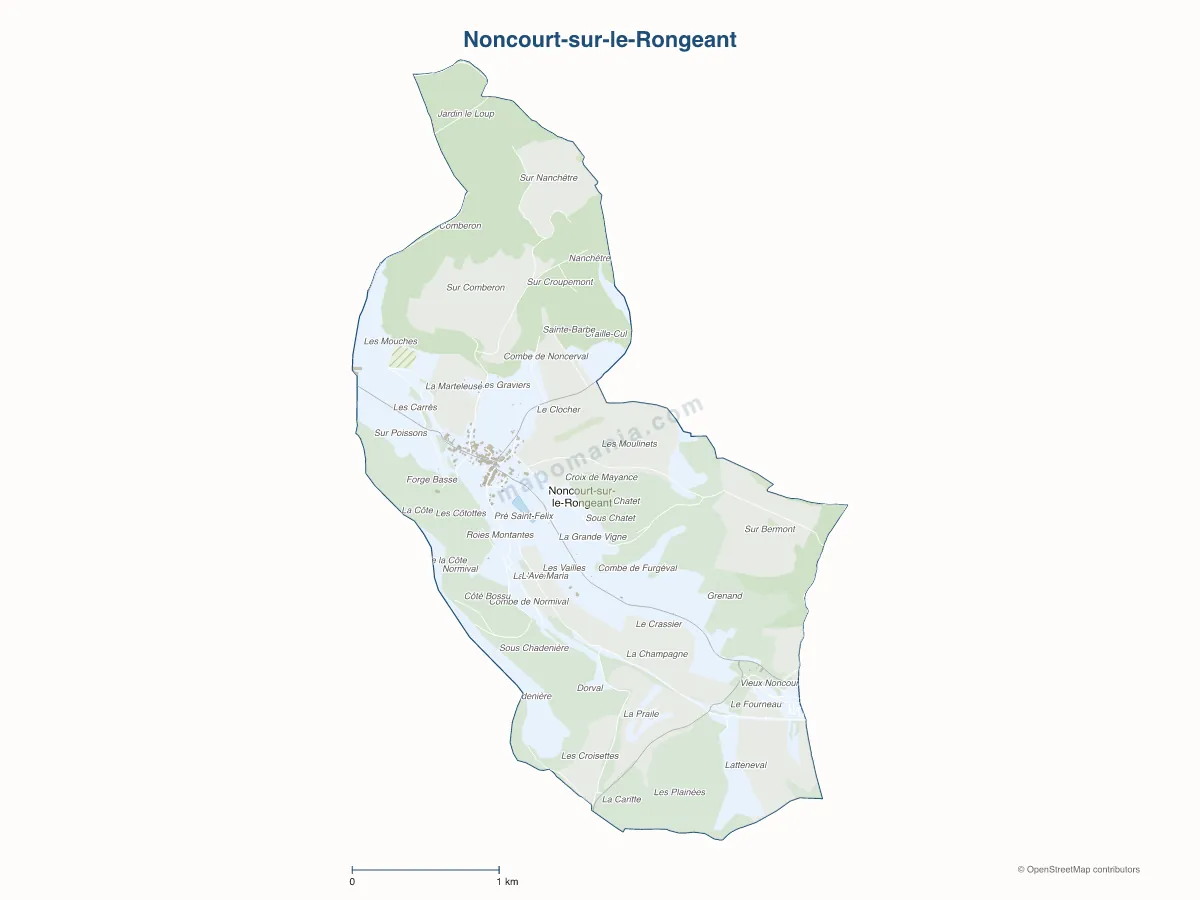 Carte de Noncourt-sur-le-Rongeant à personnaliser