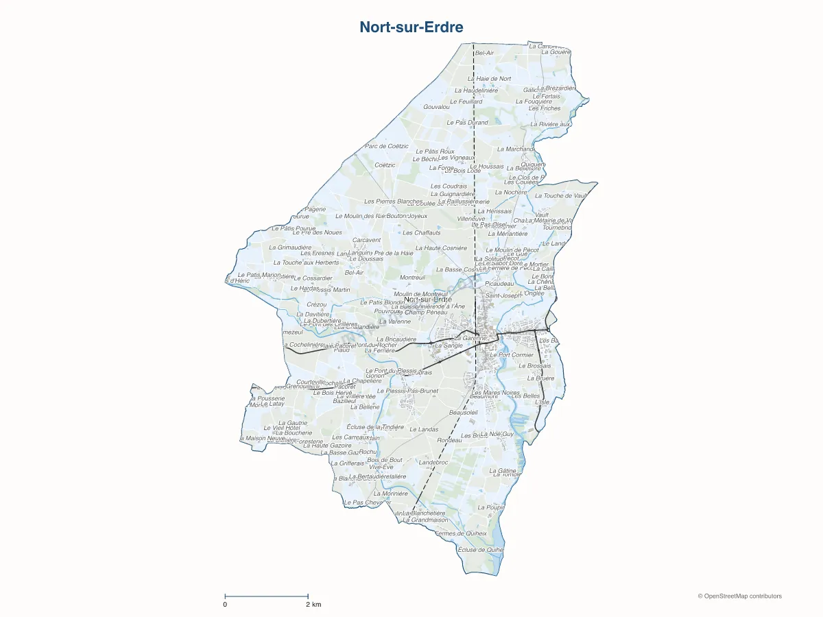 Carte de Nort-sur-Erdre à personnaliser