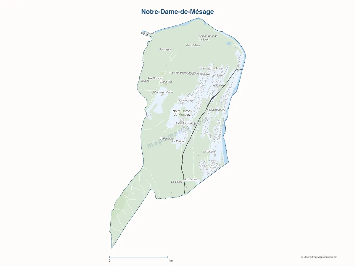 Carte de Notre-Dame-de-Mésage à personnaliser