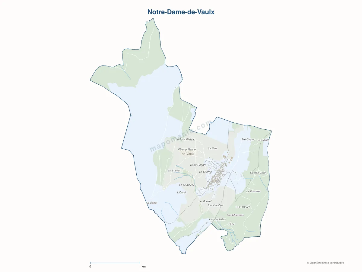 Carte de Notre-Dame-de-Vaulx à personnaliser