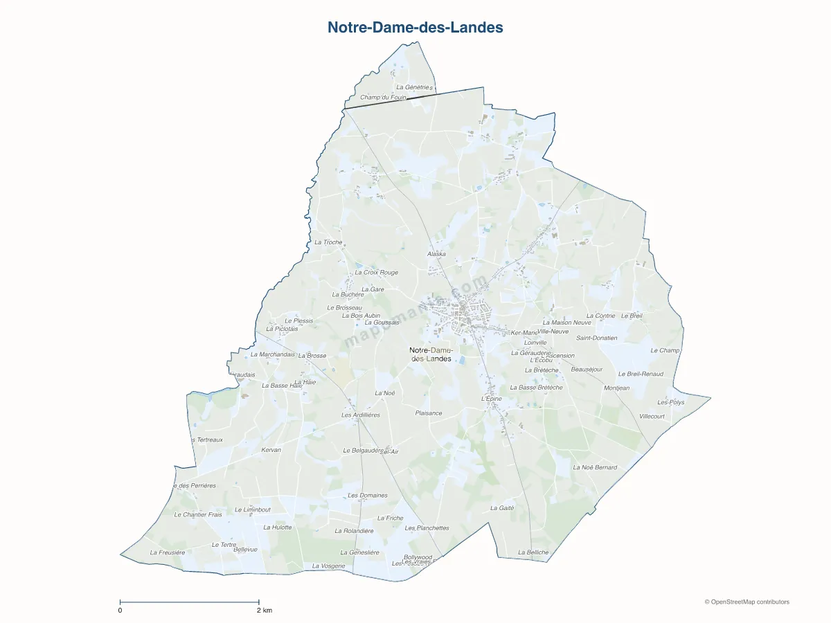Carte de Notre-Dame-des-Landes à personnaliser