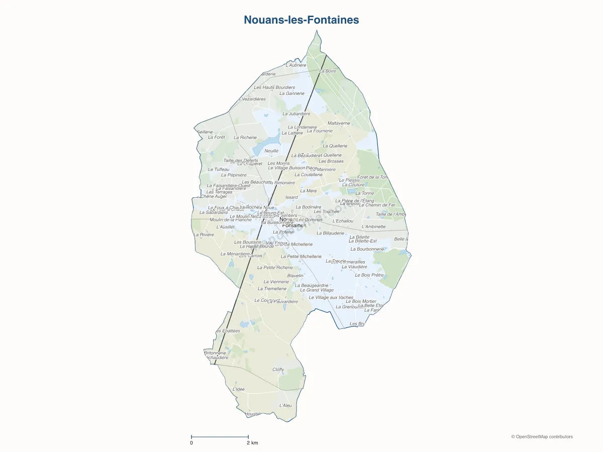Carte de Nouans-les-Fontaines à personnaliser