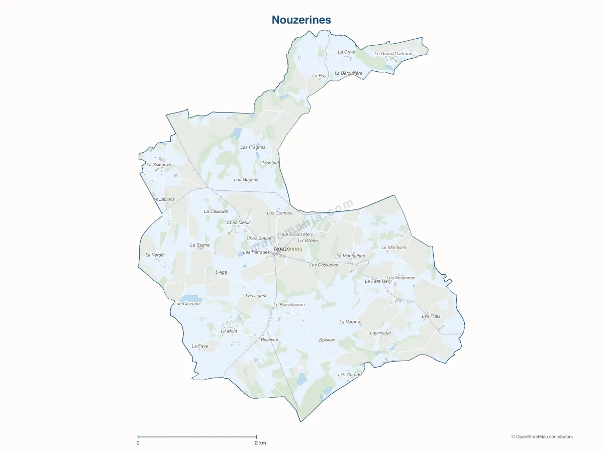 Carte de Nouzerines à personnaliser