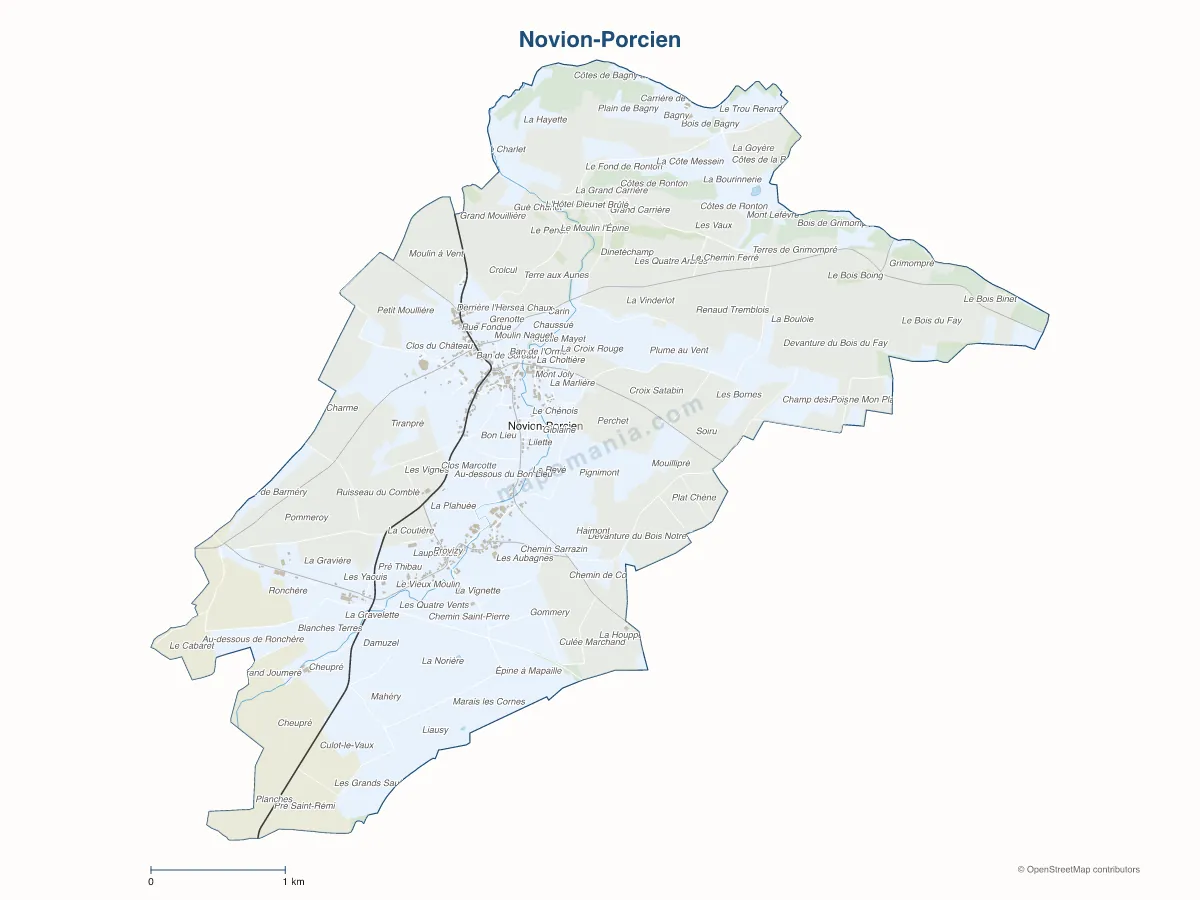 Carte de Novion-Porcien à personnaliser