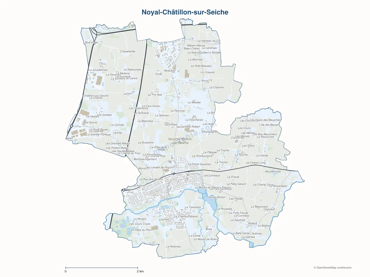 Carte de Noyal-Châtillon-sur-Seiche à personnaliser