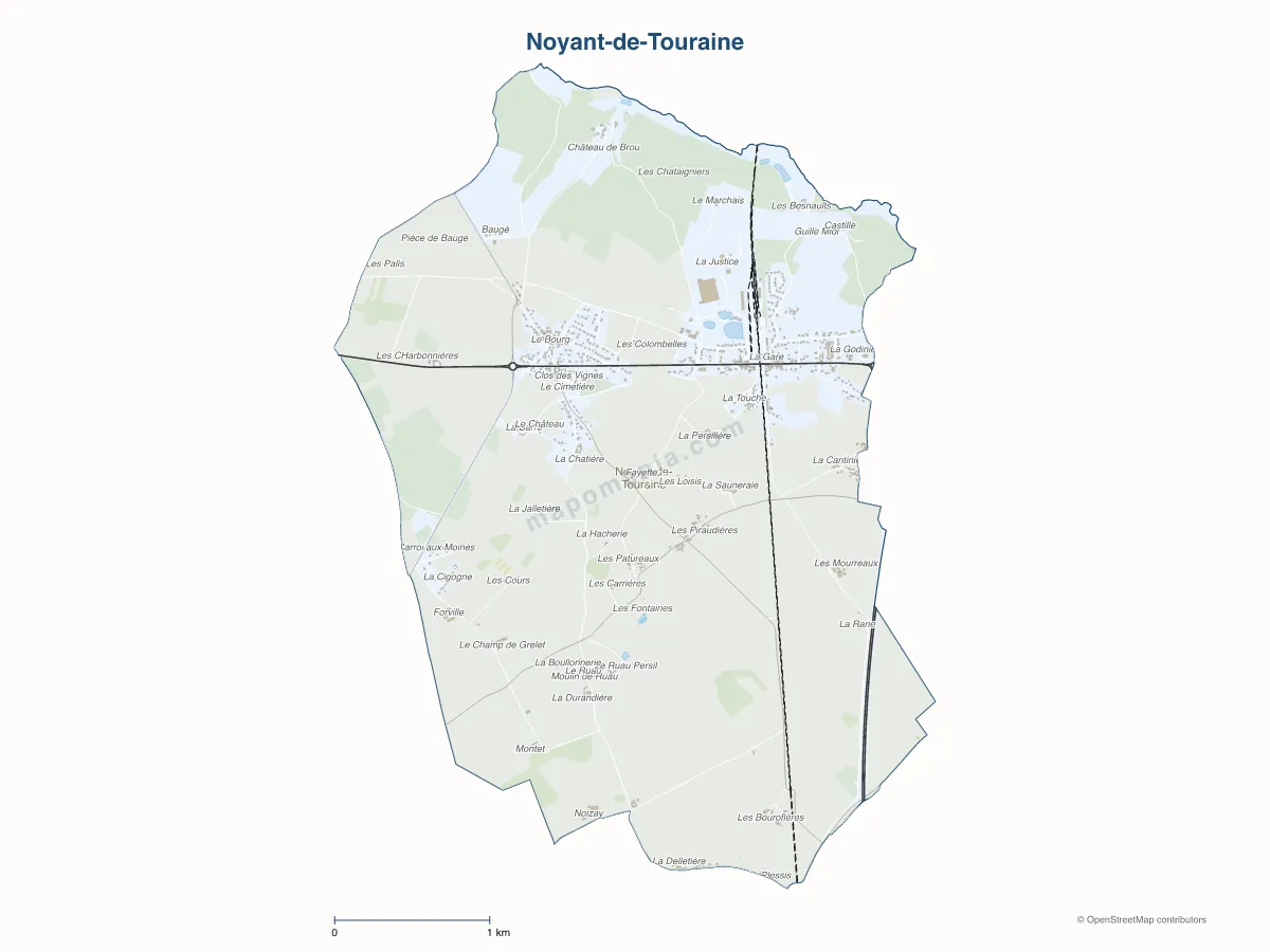 Carte de Noyant-de-Touraine à personnaliser