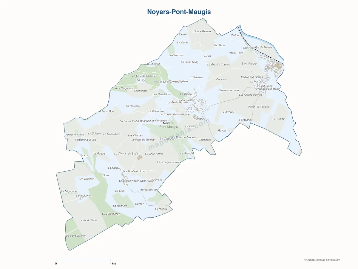 Carte de Noyers-Pont-Maugis à personnaliser