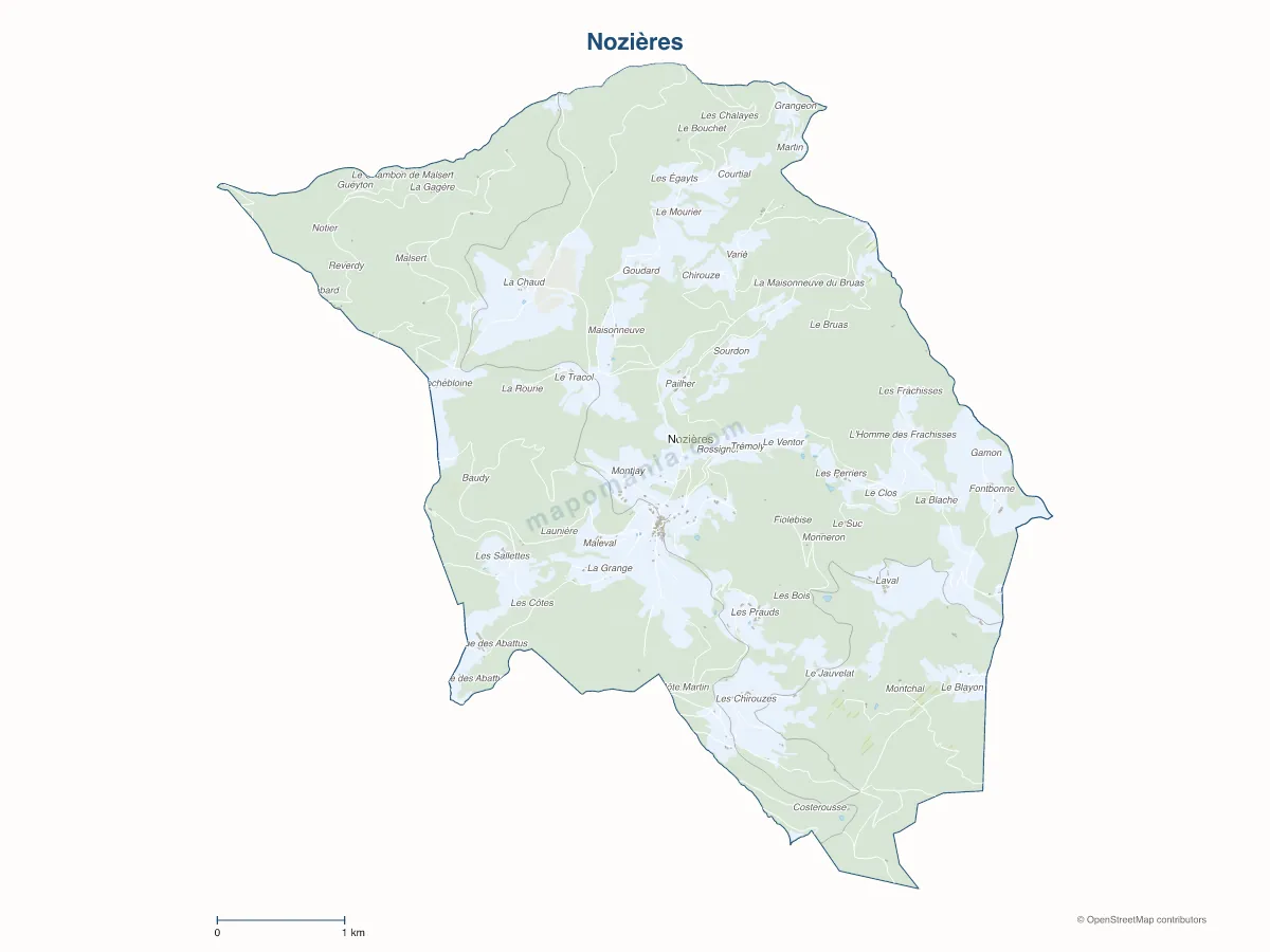 Carte de Nozières à personnaliser