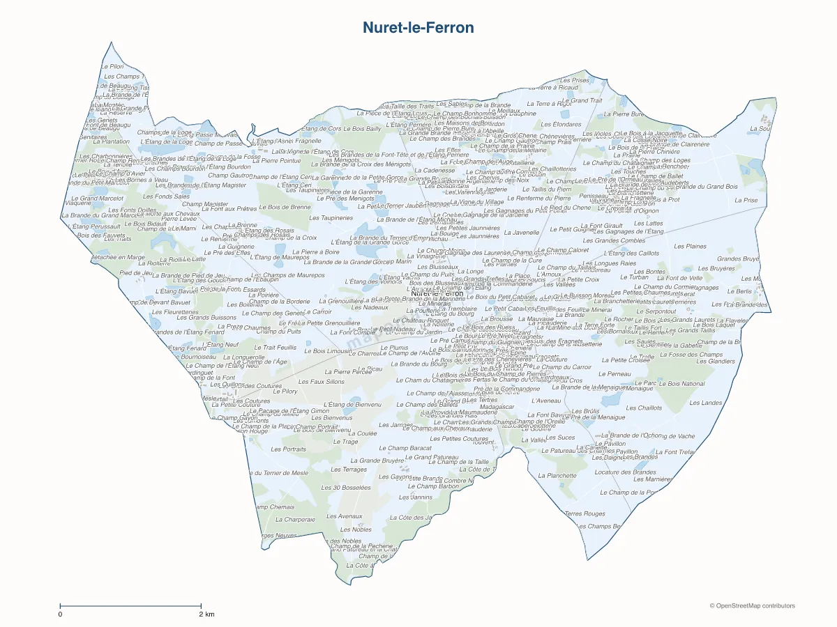 Carte de Nuret-le-Ferron à personnaliser