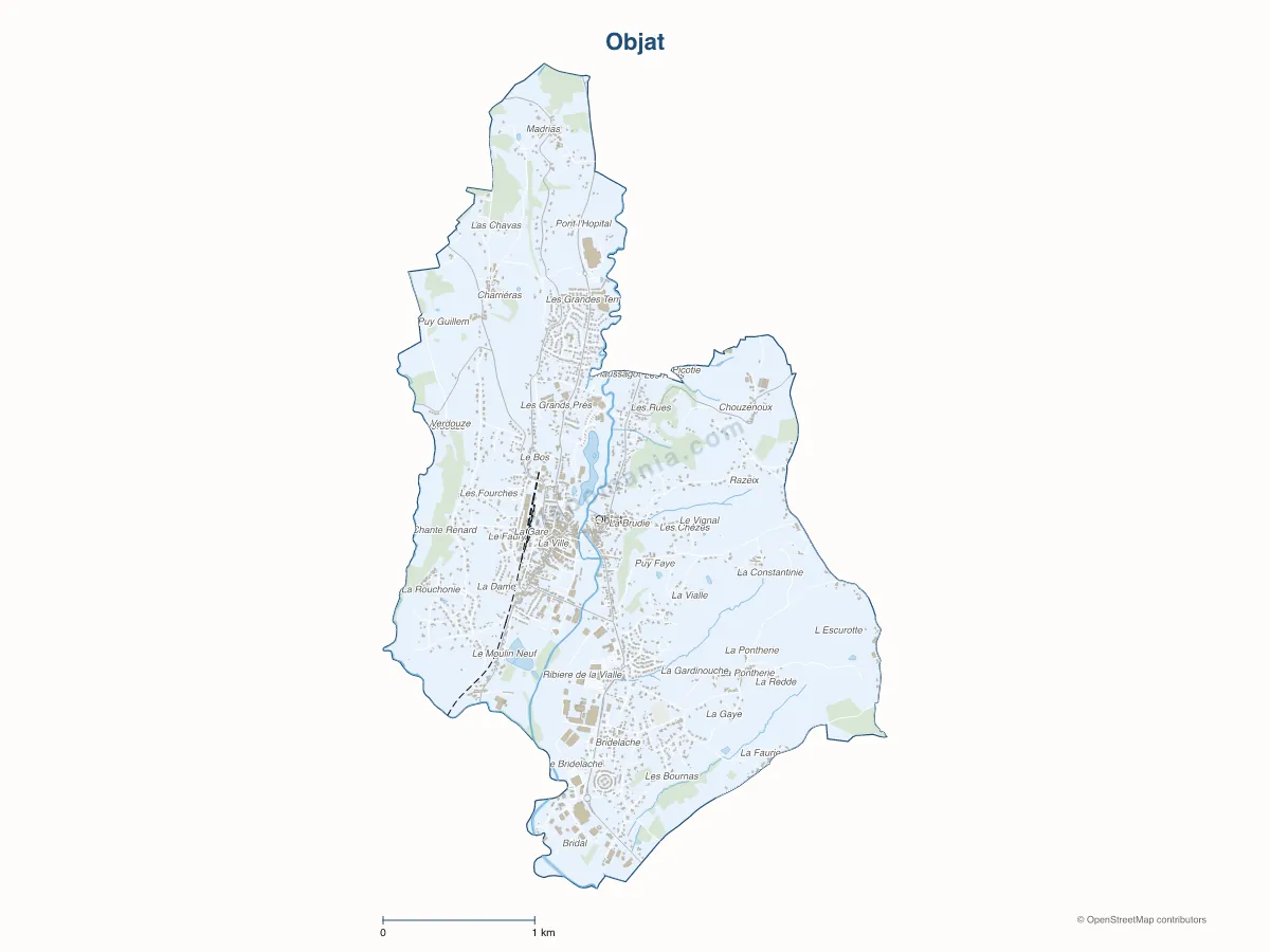 Carte de Objat à personnaliser