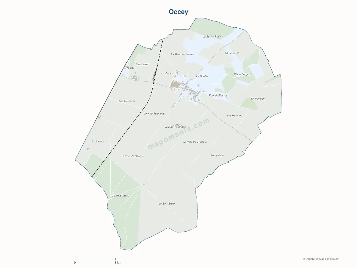 Carte de Occey à personnaliser