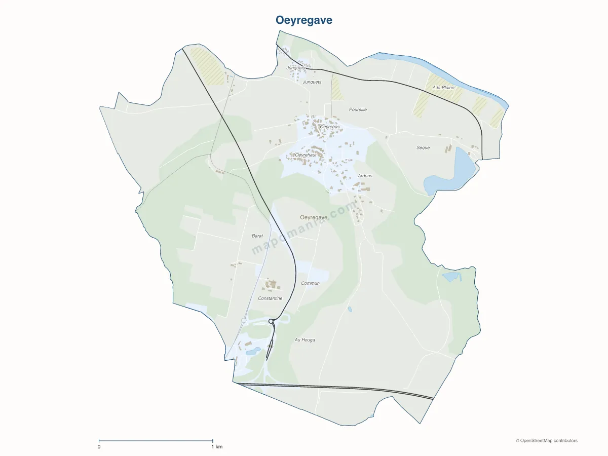 Carte de Oeyregave à personnaliser