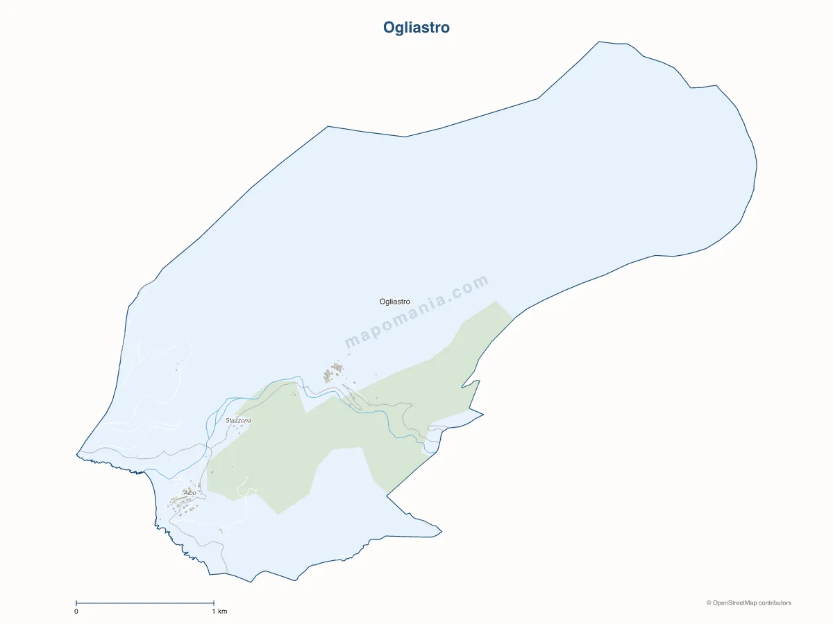 Carte de Ogliastro à personnaliser