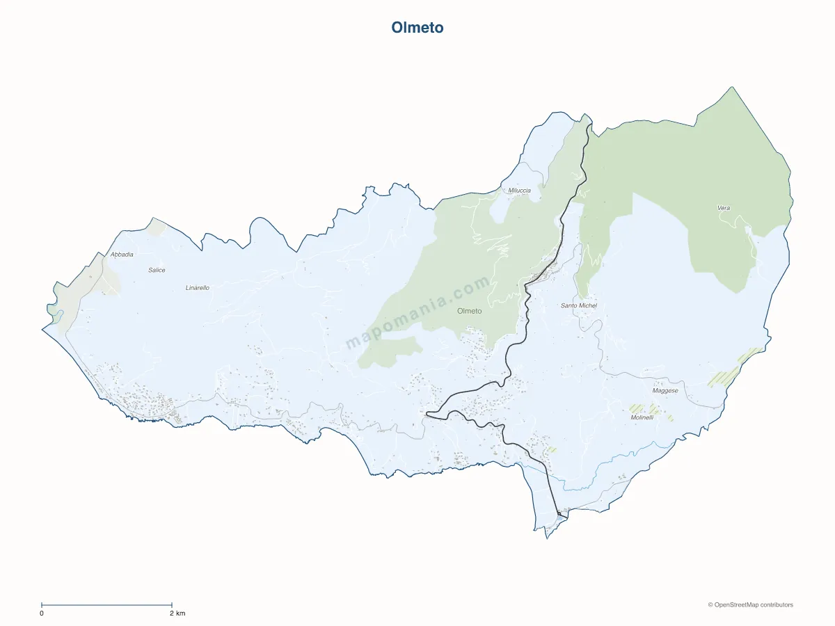 Carte de Olmeto à personnaliser