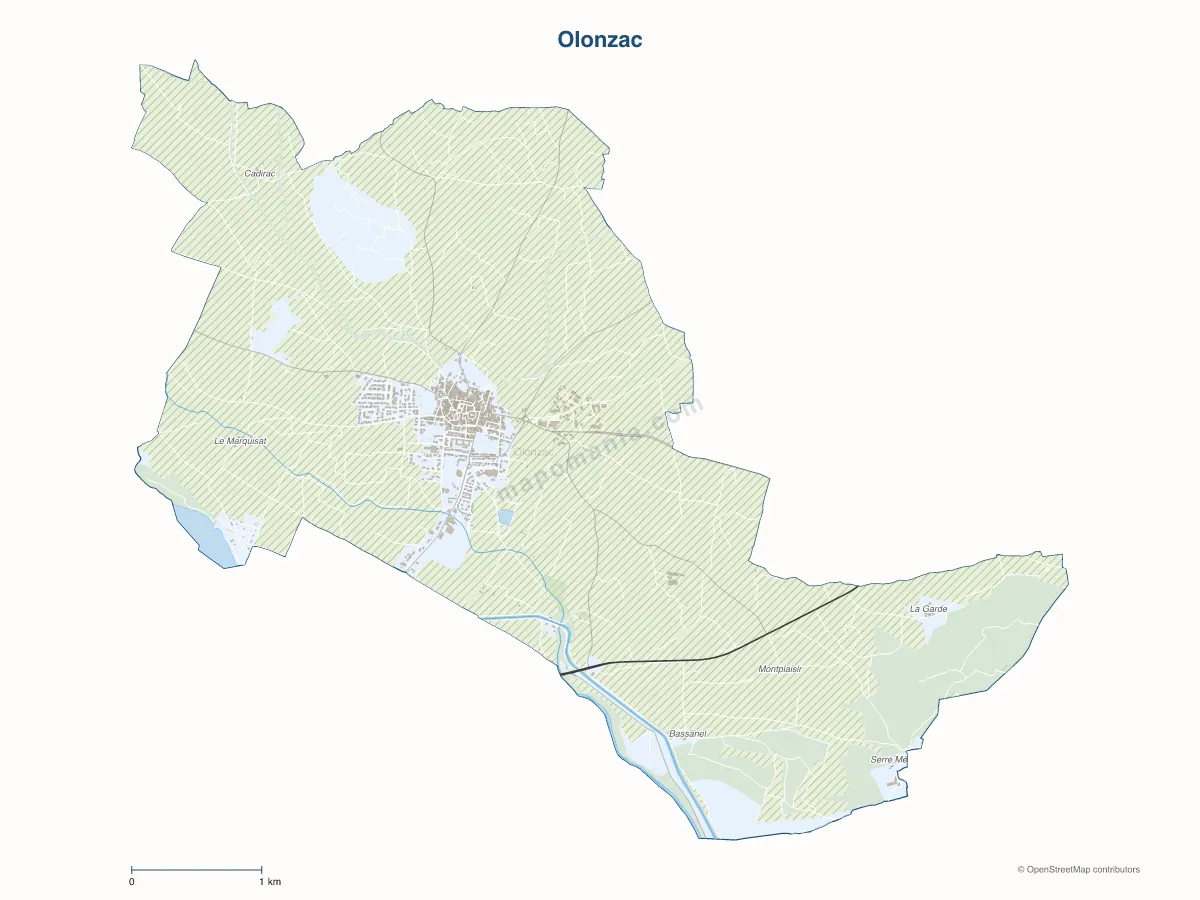 Carte de Olonzac à personnaliser