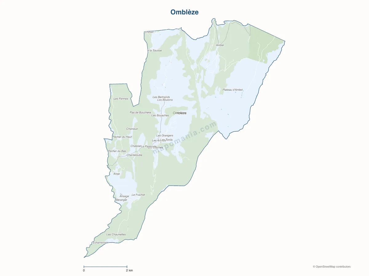 Carte de Omblèze à personnaliser