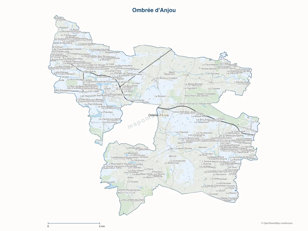Carte de Ombrée d'Anjou à personnaliser