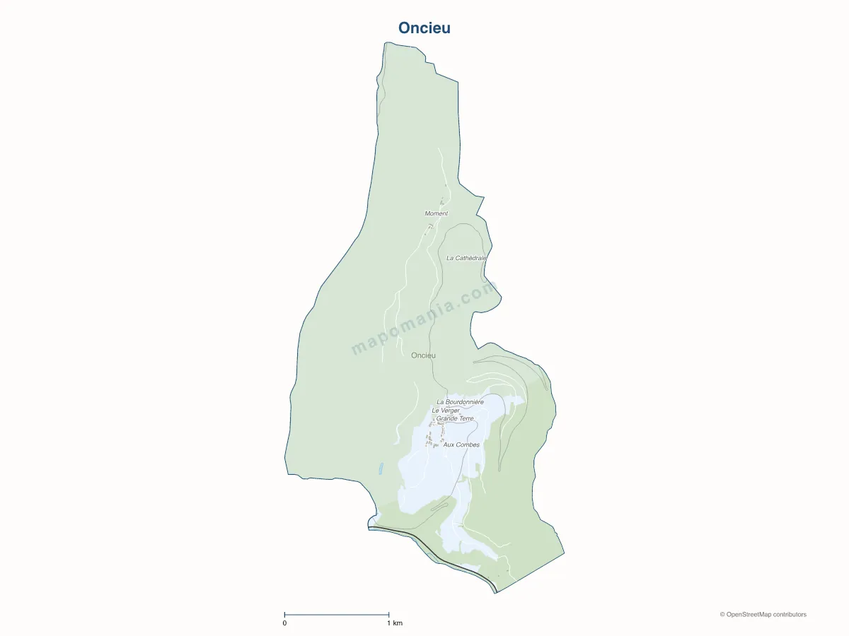 Carte de Oncieu à personnaliser
