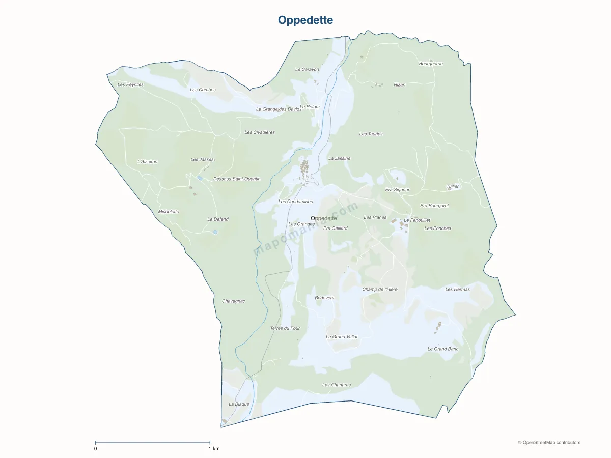 Carte de Oppedette à personnaliser