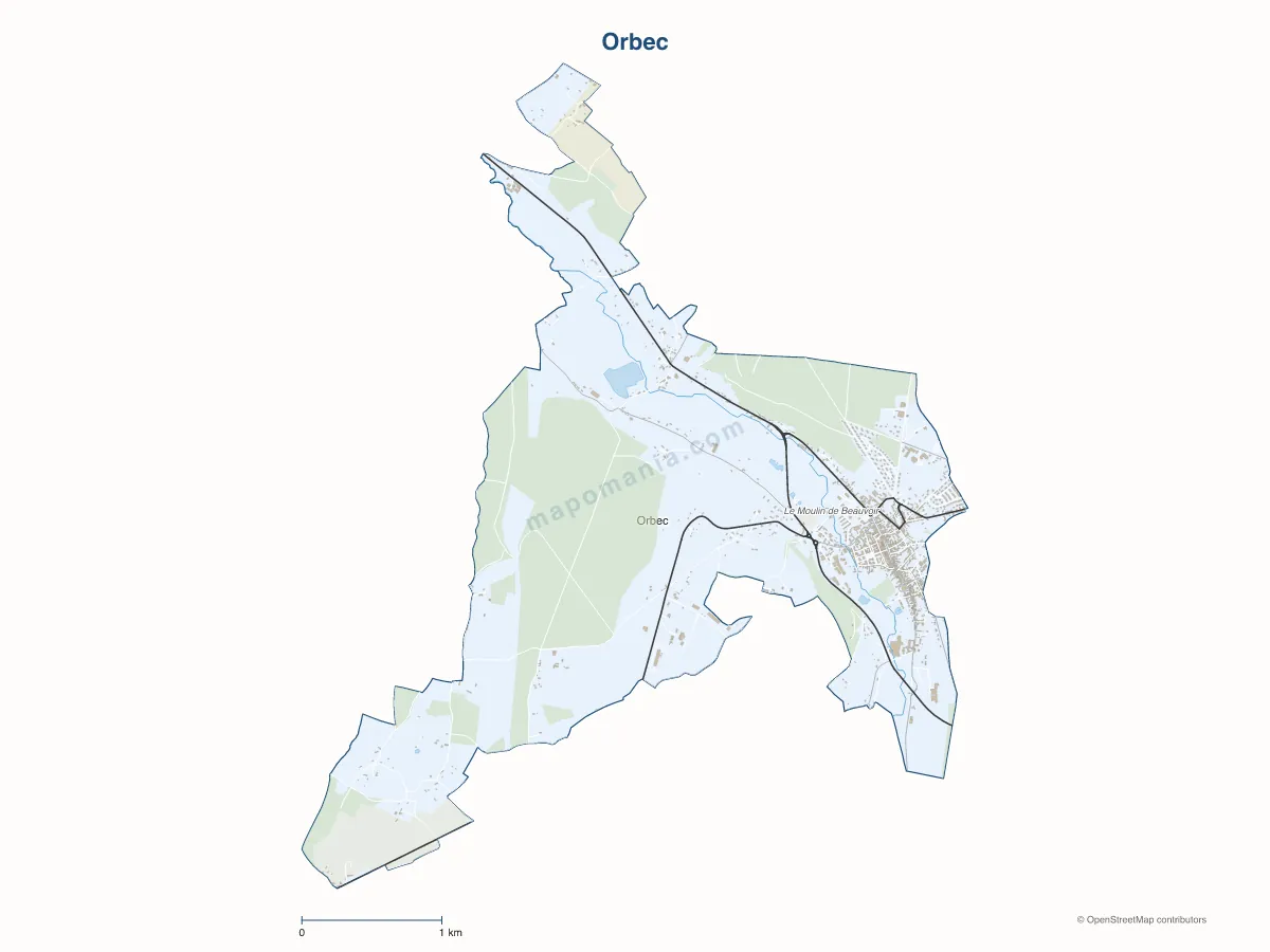 Carte de Orbec à personnaliser