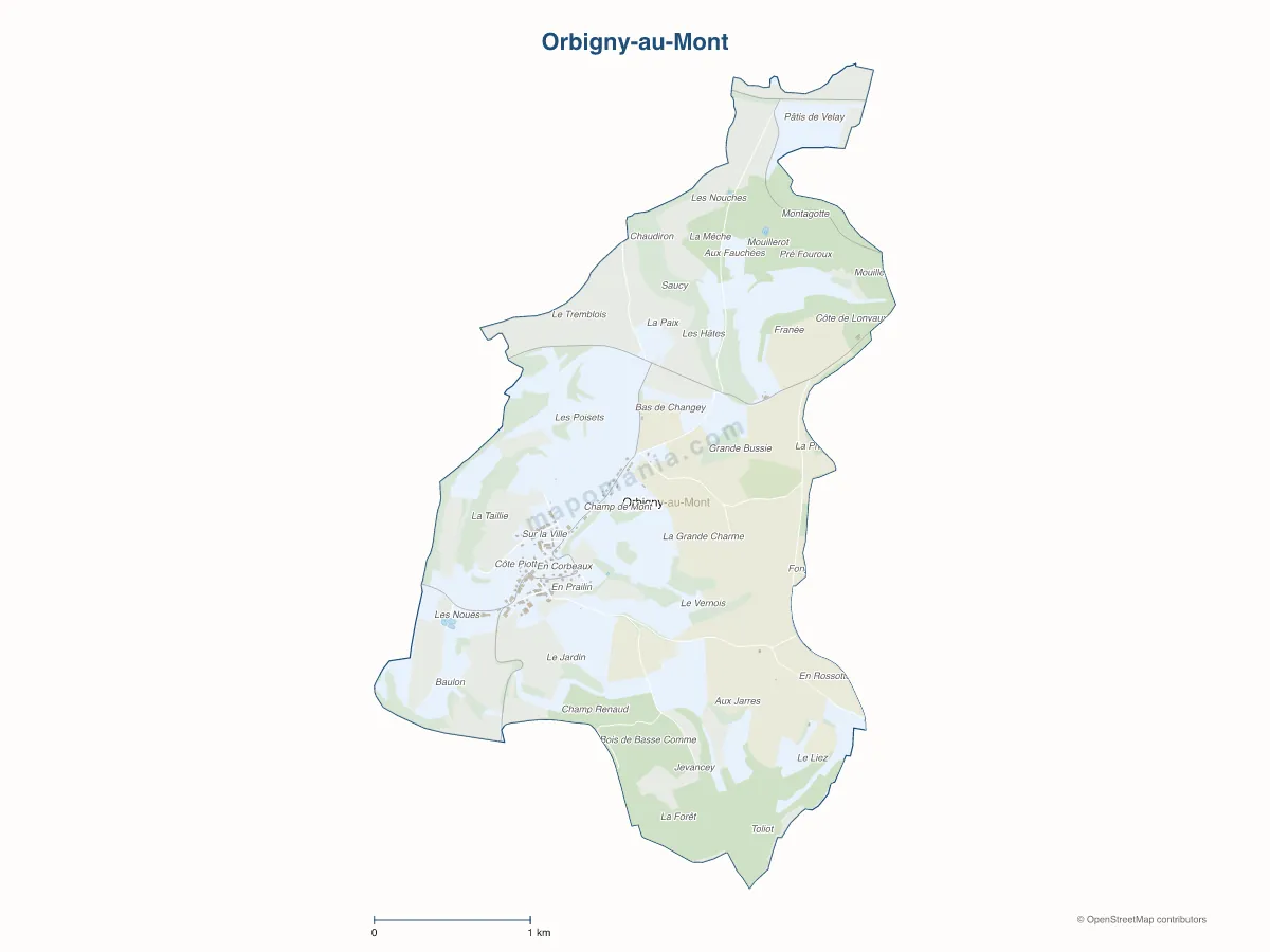 Carte de Orbigny-au-Mont à personnaliser