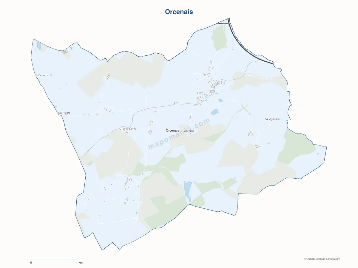 Carte de Orcenais à personnaliser