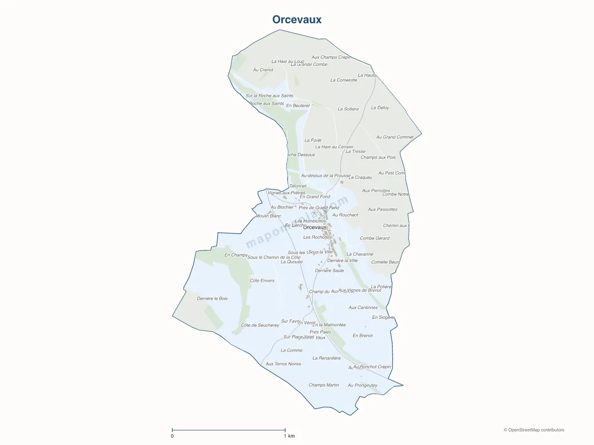 Carte de Orcevaux à personnaliser