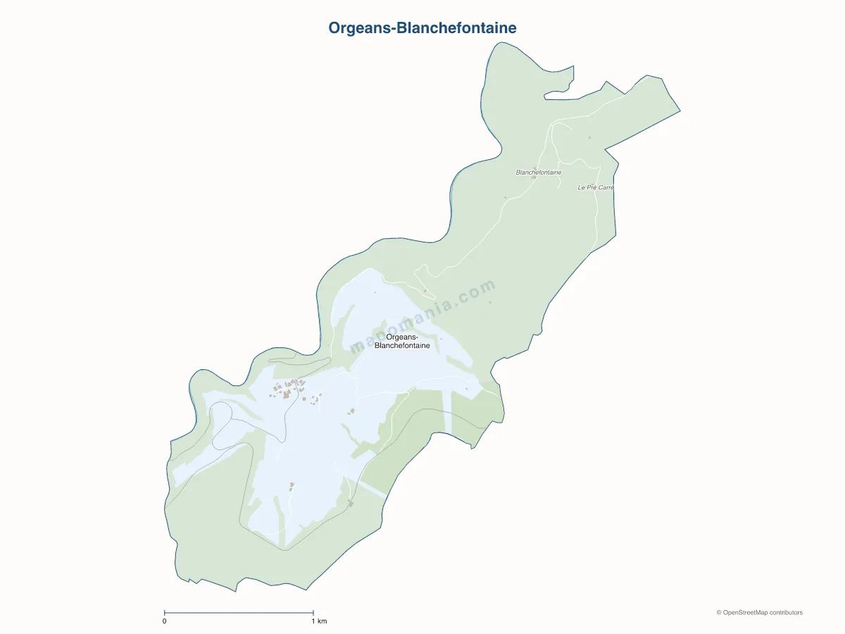 Carte de Orgeans-Blanchefontaine à personnaliser